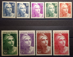 FRANCE 1945 YT N°725/733** Série Marianne De GANDON. Neuf** MNH - 1945-54 Marianne De Gandon