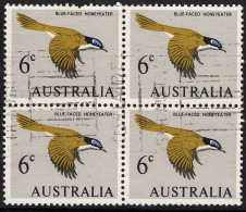 AUSTRALIA 1966 6c Block Of 4, Olive-Yellow, Black, Blue & Pale Blue SG387 FU - Gebraucht