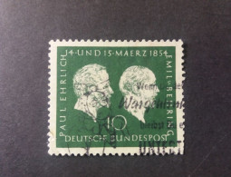 GERMANY ALLEMAGNE DEUTSCHE POST 1954 150CENTENARIO DELLA NASCITA DEI PROFESSORI EHRLICH E BEHRING CAT. YVERT N.73 - Usados