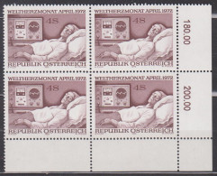 1972 , Mi 1386 ** (2) -  4er Block Postfrisch - Welt Herzmonat - Lettres & Documents