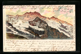 Lithographie Bergsteiger Auf Einem Gletscher  - Alpinismo