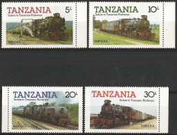 Tanzania 1985 - Mi 268/71 - YT 263/66 ( Old Steam Locomotives ) MNH** Complete Set - Tansania (1964-...)
