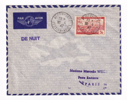 Lettre 1947 Algérie Poste Aérienne Alger Gare Timbre #1 Avion Survolant Rade D'Alger Paris Aviation De Nuit  Air France - Briefe U. Dokumente