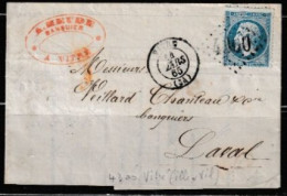 Lettre Vitré 1865 (( Ile-et-Vilaine )) - 1862 Napoléon III.