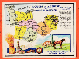 28775 / ⭐ Chromo Carte Géographique Région OUEST & CENTRE Du Bassin PARISIEN Manche-Calvados-Sarthe LION NOIR 10x13 - Geographie