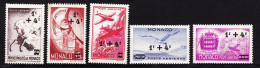 28653 / ⭐ ♥️ Monaco 1945 Ensemble De 5 Timbres * Poste Aérienne Y&T PA N° 8-9-10-11-12- Symboles Surchargés 1+4 F - Poste Aérienne