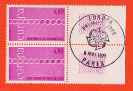 28532 / ⭐ Paire Bord Feuille Yvert Y-T N° 1677 Obliteration 1er Jour EUROPA CEPT Paris 8 Mai 1971 LUXE MNH**  - Unused Stamps