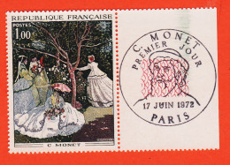 28542 / ⭐ Bord Feuille Yvert Y-T N° 1703 Obliteration 1er Jour MONET Femmes Aux Jardin PARIS 17 Juin 1972 LUXE MNH**  - Ongebruikt