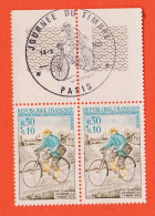 28534 / ⭐ Paire Bord Feuille Yvert Y-T 1710 Journée Du Timbre Facteur Rural à Bicyclette PARIS 18-03- 1972 LUXE MNH**  - Neufs