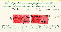 28671 / ⭐ Timbre Fiscal 2 X 0.50 Francs Quittance Loyer  30-12-1966 NANTES - Sonstige & Ohne Zuordnung