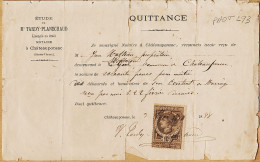 28609 / ⭐ CHATEAUPONSAC Haute Vienne Notaire TARDY-PLANECHAUD 9 Mai 1888 Timbre Fiscal Quittance-Décharges 10cts  - Sonstige & Ohne Zuordnung