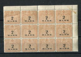 "DEUTSCHLAND" Stempelmarke 2 Mark 12er-Block ** (B2070) - Documentos Históricos