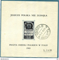 Corpo Polacco - Soccorso Di Guerra Lire 1 + 99 Foglietto Annullato - Emissions Locales/autonomes