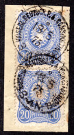 DP Türkei, Paar DR 20 Pfge. Auf Briefstück M. Kaiserl. Dt. P.A. Constantinopel - Turkse Rijk (kantoren)