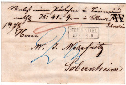 Preussen 1850, Saar-R2 ST. WENDEL Auf Paket Brief N. Sobernheim. - Prefilatelia