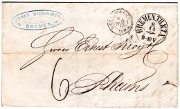 Bremen 1863, Taxis-K1 Klar Auf Porto Brief Via Forbach N. Frankreich - Bremen