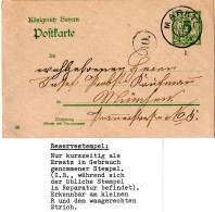 Bayern 1903, Reservestempel MARKTL R (Helbig 70) Auf 5 Pf. Ganzsache - Covers & Documents