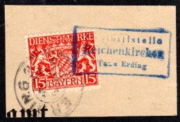 Bayern 1916, Posthilfstelle REICHENKIRCHEN Taxe Erding Auf Briefstück M. 15 Pf. - Covers & Documents