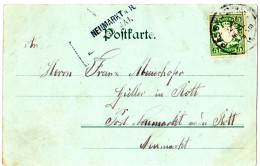 Bayern 1901, Aushilfs-L2 NEUMARKT A.R. Als Ank.Stpl. Auf Litho-AK V. Passau  - Covers & Documents