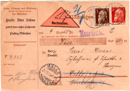 Bayern 1912, 3+10 Pf. Luitpold Auf Nachnahme-Drucksache V. PASING N. Halle - Covers & Documents