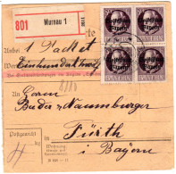 Bayern 1920, 4x80 Pf. Volksstaat +rs. 2x15 Pf. Germania Auf Paketkarte V. Murnau - Brieven En Documenten