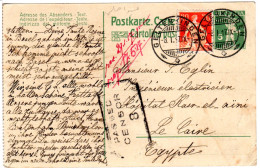 Schweiz 1917, 20 C. Zusatzfrankatur Auf 5 C Ganzsache V. Gelterkinden N. Ägypten - Cartas & Documentos