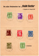 1945, Die Ersten Briefmarken Der Stadt Berlin, Falt-Gedenkblatt M. 8 Marken - Cartas & Documentos