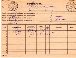 Norwegen 1947, Postschein Verdikart M. Schiffspoststpl. Bandak's Posteksp. . - Lettres & Documents