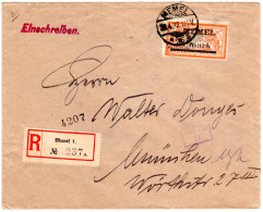 Memel 1922, 4 M. Auf Einschreiben Brief M. Zensur N. München  - Andere & Zonder Classificatie