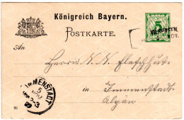 Bayern 1897, L2-Aushilfstempel VILSHOFEN Klar Auf 5 Pf. Ganzsache N. Immenstadt - Storia Postale