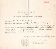 Bayern 1919, Telegramm - Postformular M. K1 Kulmbach 2b - Briefe U. Dokumente