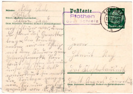 DR 1939, Landpost Stpl. PLOTHEN über Schleiz Auf 6 Pf. Ganzsache - Covers & Documents