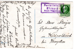 Bayern 1915, Posthilfstelle KÜRNACH Taxe Wiggensbach Auf Karte M. 5 Pf. - Cartas & Documentos