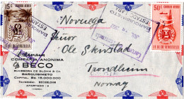 Venezuela 1952, 15+50 C. Auf  Luftpost Brief V. Barquisimeto N. Norwegen - Venezuela