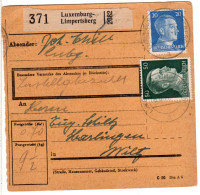 Luxemburg DR 1944, 50+20 Pf. Auf Paketkarte V. Luxemburg-Limpertsberg - Occupation 1938-45