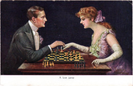 Dame U. Herr Beim Schach Spiel, A Lost Game, Ungebr. Farb-AK - Altri & Non Classificati