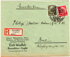 DR 1940, 12+30 Pf. Auf Einschreiben Brief M. Sonderstpl. V. Brunndöbra Vogtland - Lettres & Documents