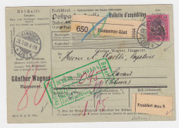DR 1908, 80 Pf Germania M. Perfin Auf Paketkarte V. Hannover List I.d. Schweiz - Covers & Documents