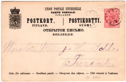 Finnland 1890, Fingerhut Stpl. UTTIS Auf 10 P. Ganzsache - Otros & Sin Clasificación