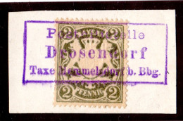 Bayern, Postablage DROSENDORF Taxe Memmelsdorf Klar Auf Briefstück M. 2 Pf. - Oblitérés