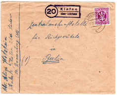 1945, Landpost Stpl. 20 KIEFEN über Lüchow Auf Brief M. 12 Pf.  - Cartas & Documentos