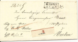 Preussen, R2 MÜNSTER Auf Paket Brief N. Vreden  M. Zettel "aus Münster" - Prephilately