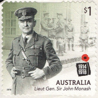 AUSTRALIA 2018 $1 Multicoloured, Centenary Of WWI: 1918 - Lieut General Sir John Monash Die Cut Self Adhesive Used - Oblitérés