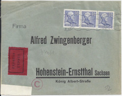 Schweden 1940, Express Zensur Brief M. 3er Streifen 30 öre N. Deutschland. #1899 - Briefe U. Dokumente