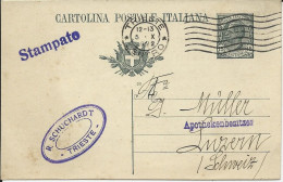 Italien 1922, 15 C. Ganzsache Zum Auslands Drucksachen Porto I.d. Schweiz. #2589 - Sin Clasificación