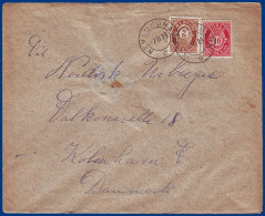 Norwegen 1919, Nevlunghavn (Vf), 2+10 öre Auf Brief N. Dänemark. #S811 - Cartas & Documentos