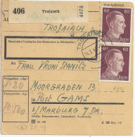 DR 1944, MeF Paar 60 Pf. Auf Ostmark Paketkarte V. Trofaiach. #1322 - Covers & Documents