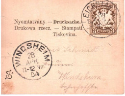 Bayern 1904, EF 3 Pf. Auf Kl. Fotokarte V. Eichstätt N. Windsheim. #223 - Lettres & Documents