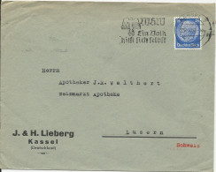 DR 1938, 25 Pf. M. Perfins Firmenlochung Auf Brief V. Kassel I.d. Schweiz. #1501 - Lettres & Documents