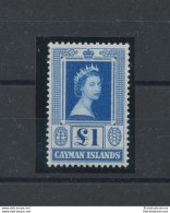 1953-62 CAYMAN ISLANDS - Elisabetta II - SG 161a - 1 Sterlina Blu - MNH** - Otros & Sin Clasificación